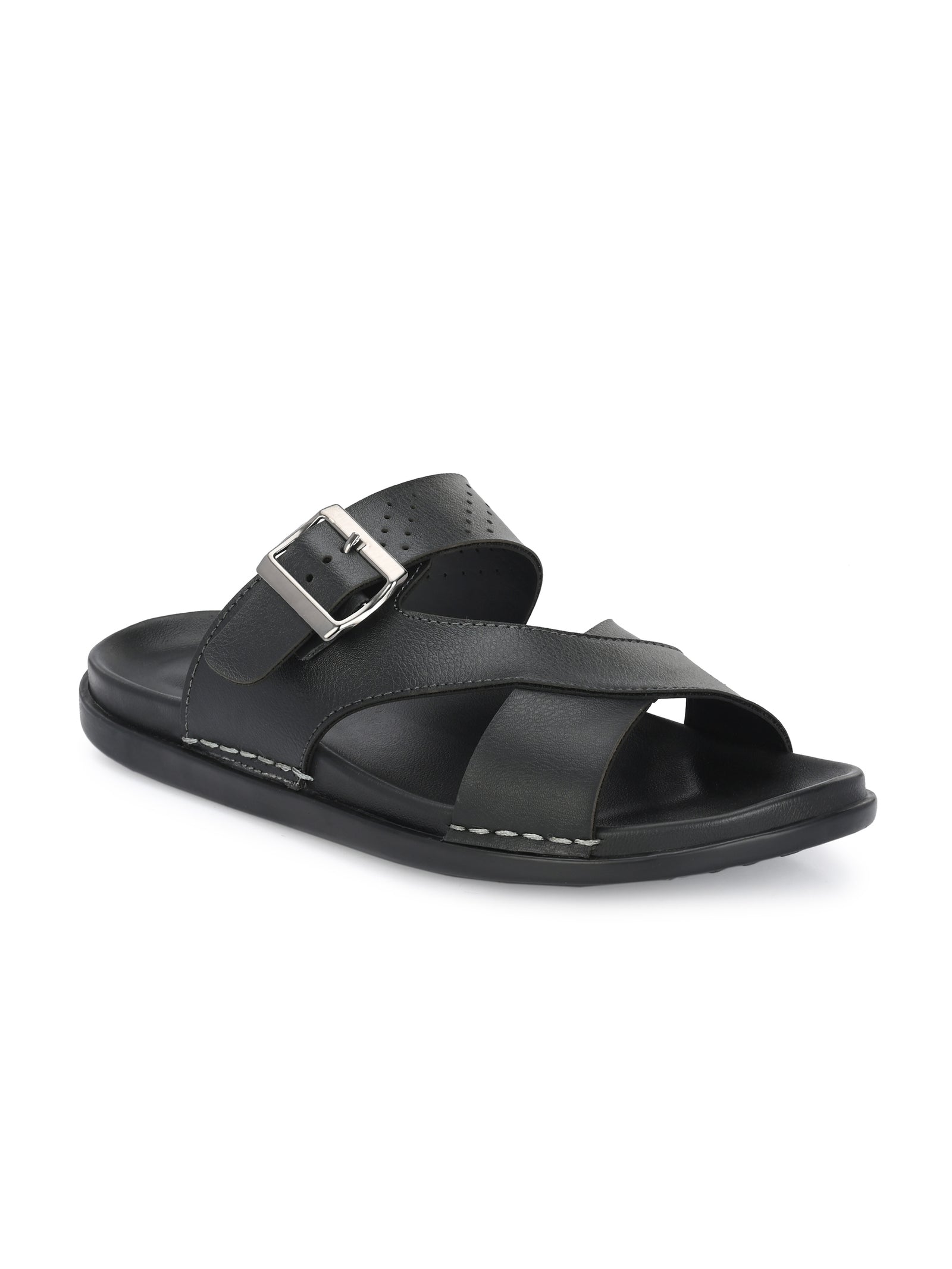 ಪುರುಷರು ಕಪ್ಪು ಹೊಲಿಗೆ ವಿನ್ಯಾಸ ಹೊಂದಾಣಿಕೆ ಸ್ಲಿಪ್ಪರ್