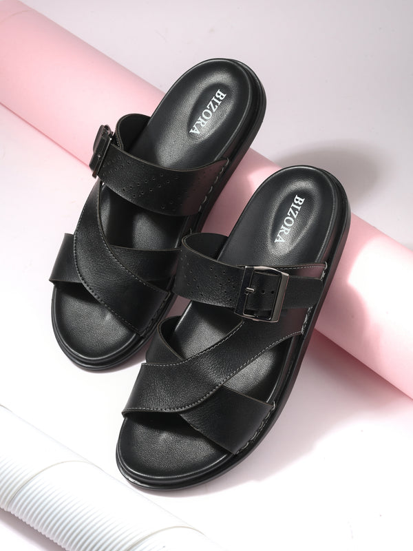 మెన్ బ్లాక్ స్టిచ్ డిజైన్ సర్దుబాటు స్లిప్పర్