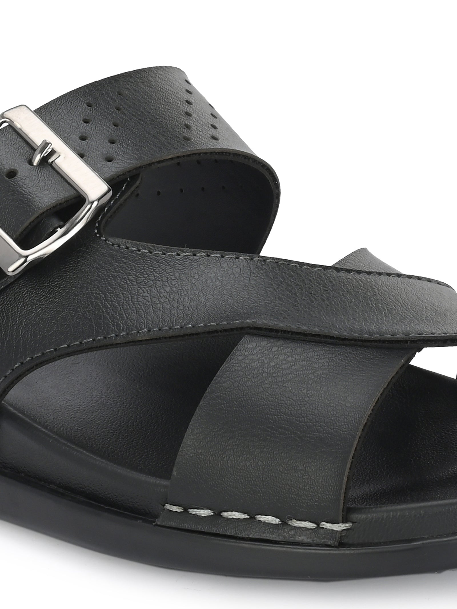 ಪುರುಷರು ಕಪ್ಪು ಹೊಲಿಗೆ ವಿನ್ಯಾಸ ಹೊಂದಾಣಿಕೆ ಸ್ಲಿಪ್ಪರ್