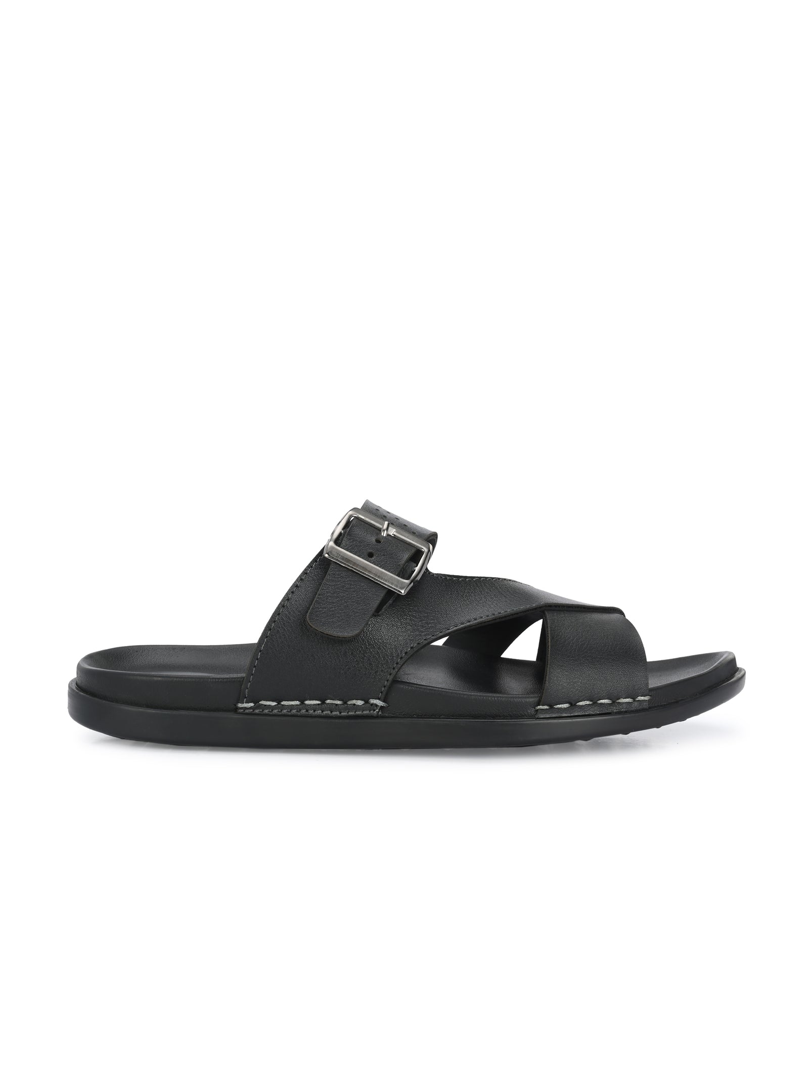 ಪುರುಷರು ಕಪ್ಪು ಹೊಲಿಗೆ ವಿನ್ಯಾಸ ಹೊಂದಾಣಿಕೆ ಸ್ಲಿಪ್ಪರ್