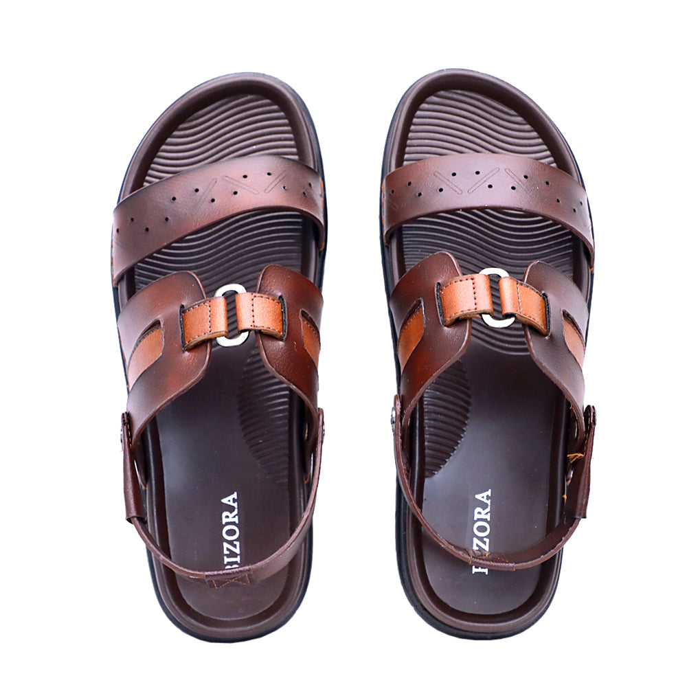 MENS BROWN SUPER SOFT PAD STRETCHABLE BACK STRAP SANDAL (T-3)