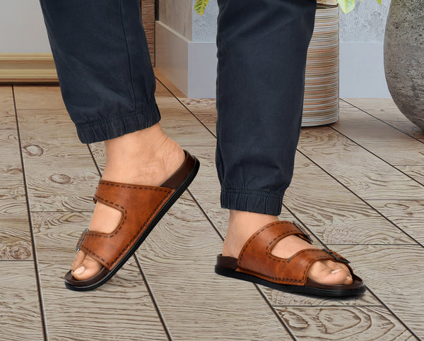 పురుషుల బ్రౌన్ అడ్జస్టబుల్ స్ట్రాప్స్ స్లిప్పర్ (Z2)