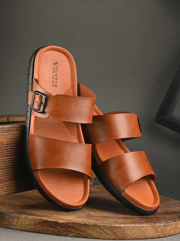 పురుషుల టాన్ సర్దుబాటు పట్టీ స్లిప్పర్ (T4)