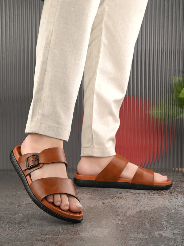 పురుషుల టాన్ సర్దుబాటు పట్టీ స్లిప్పర్ (T4)