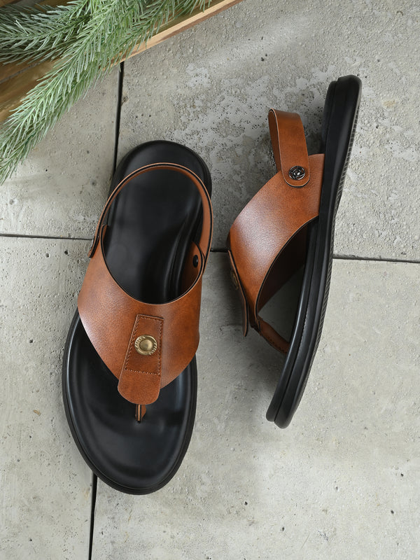 పురుషుల టాన్ v-ఆకారపు స్లిప్పర్ + చెప్పులు (R01)