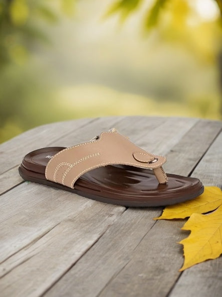 BIZORA Men's Stylish Leather Casual Flip-Flops for Everyday Comfort Sa