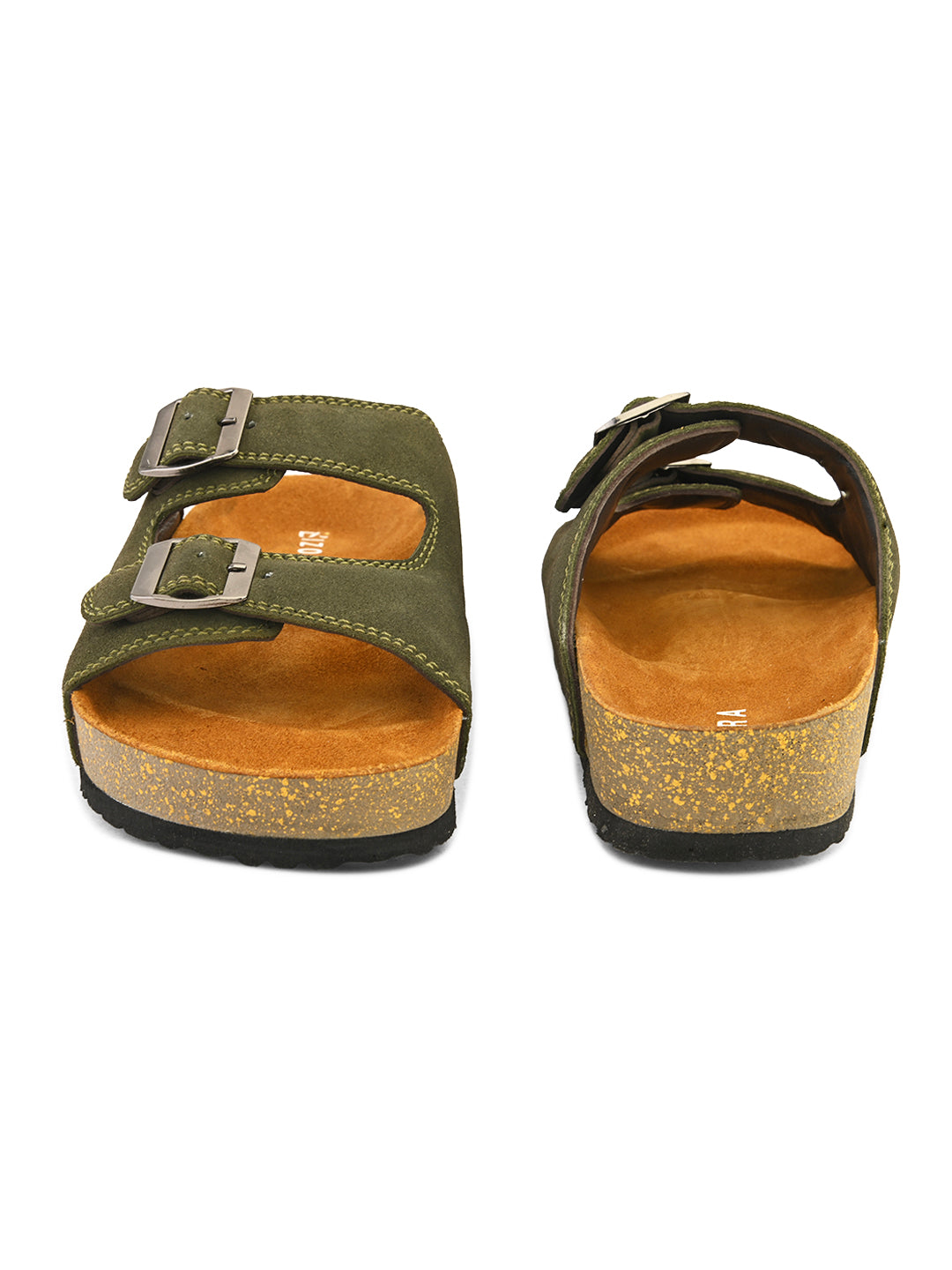 Bizora Suede Leather Sandals – Double Buckle Design with PU Sole