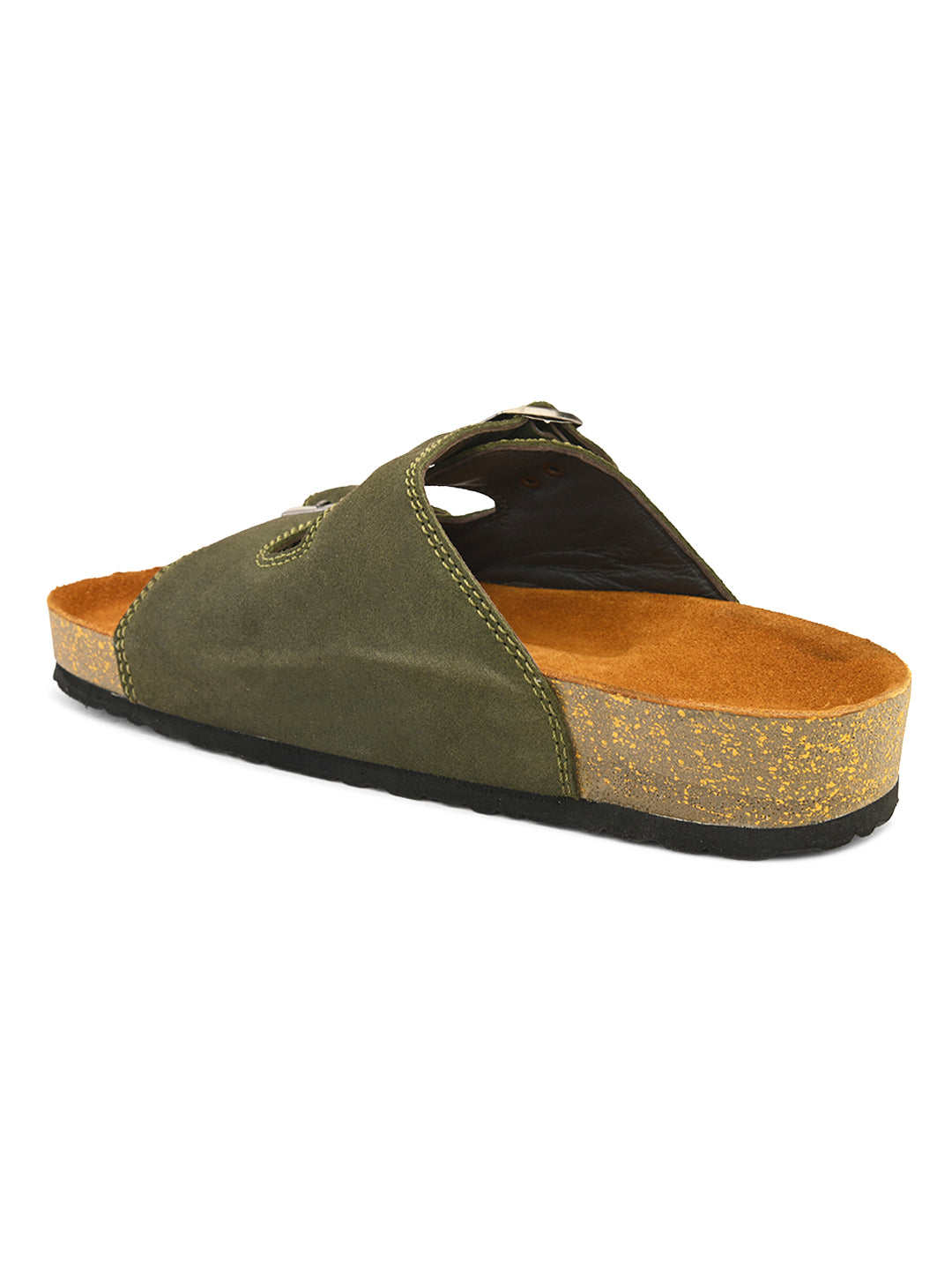 Bizora Suede Leather Sandals – Double Buckle Design with PU Sole