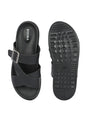 Men black stitch designed adjustable slipper