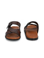 Men brown stitch designed adjustable slipper