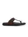 Men brown adjustable strap thong slipper