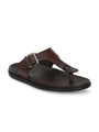 Men brown adjustable strap thong slipper