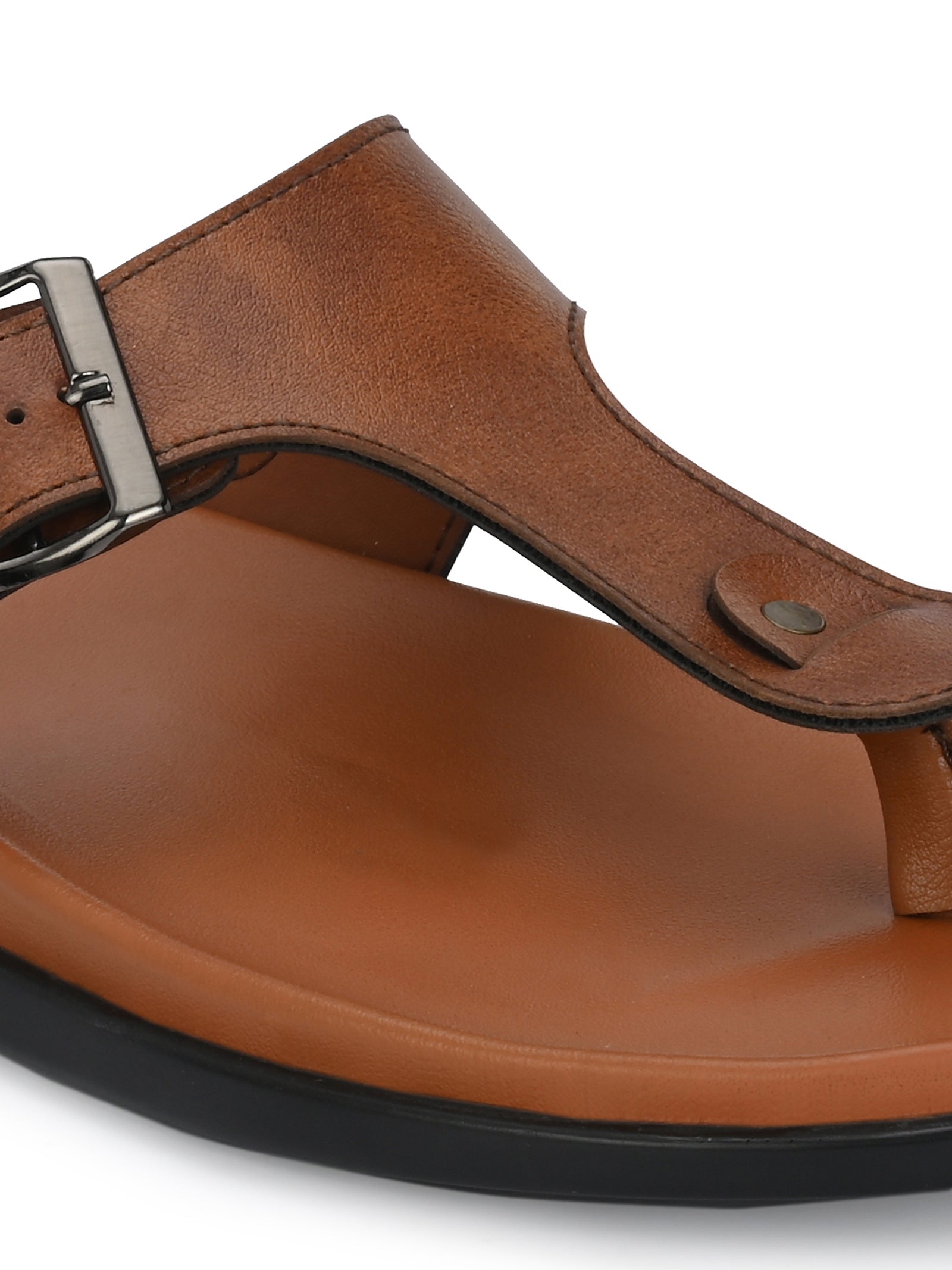 Men tan adjustable strap thong slipper