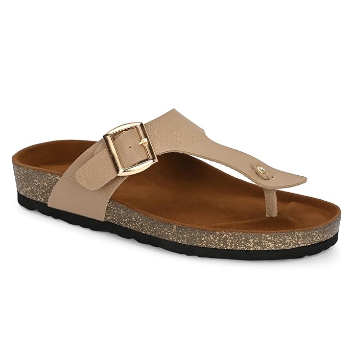 BIZORA Women Classic Buckle Toe-Post Sandals – Comfortable and Durable for Everyday Wear