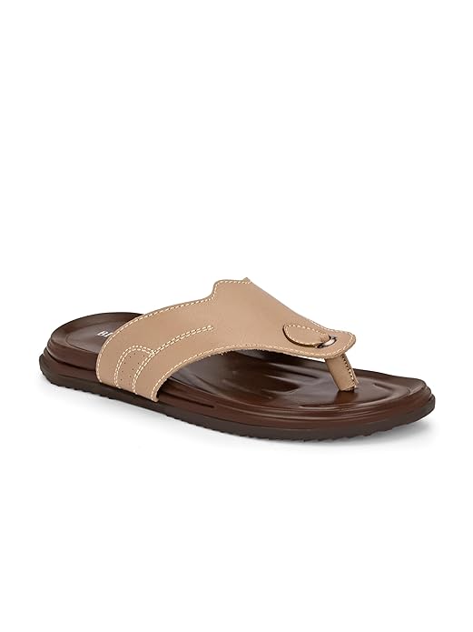 BIZORA Men's Stylish Leather Casual Flip-Flops for Everyday Comfort Sandals