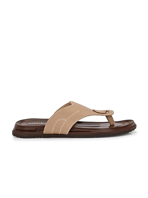 BIZORA Men's Stylish Leather Casual Flip-Flops for Everyday Comfort Sandals