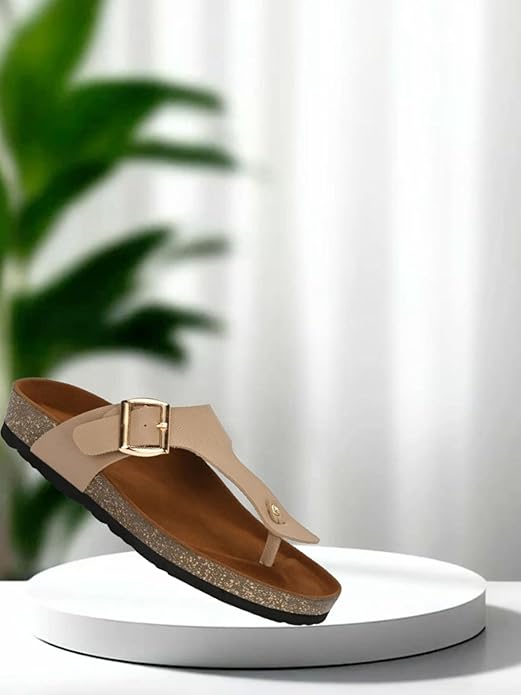 BIZORA Women Classic Buckle Toe-Post Sandals – Comfortable and Durable for Everyday Wear