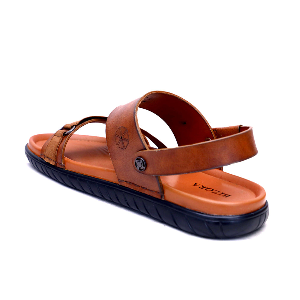 MENS TAN TRENDY SOFT PAD SANDAL (T-2)