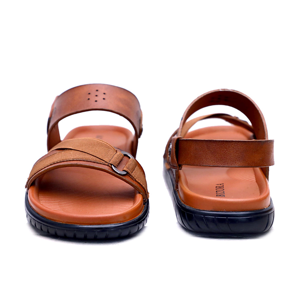 MENS TAN TRENDY SOFT PAD SANDAL (T-2)