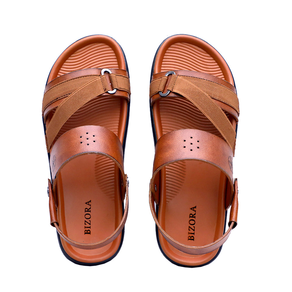 MENS TAN TRENDY SOFT PAD SANDAL (T-2)