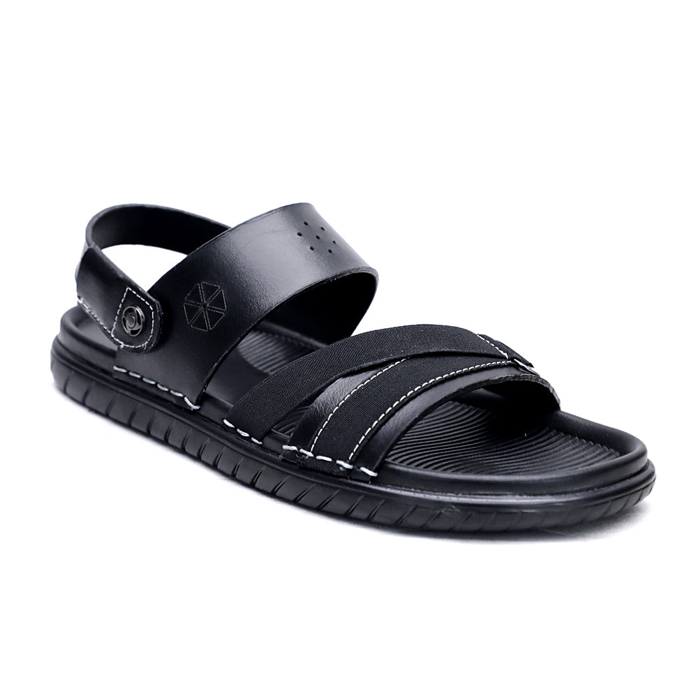 MENS BLACK TRENDY SOFT PAD SANDAL (T-2)