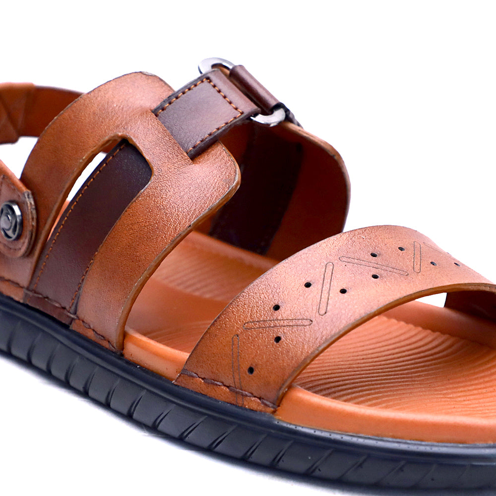 MENS TAN SUPER SOFT PAD STRETCHABLE BACK STRAP SANDAL (T-3)