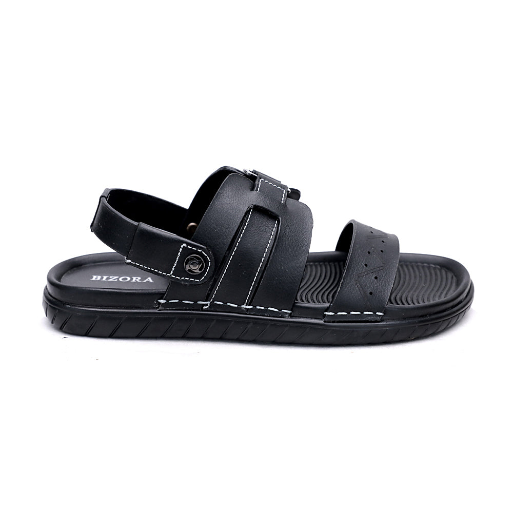 MENS BLACK SUPER SOFT PAD STRETCHABLE BACK STRAP SANDAL (T-3)