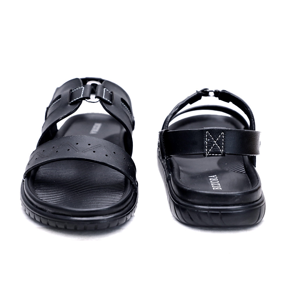 MENS BLACK SUPER SOFT PAD STRETCHABLE BACK STRAP SANDAL (T-3)