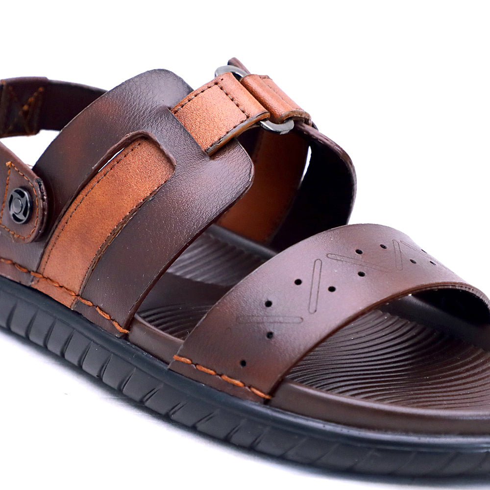 MENS BROWN SUPER SOFT PAD STRETCHABLE BACK STRAP SANDAL (T-3)