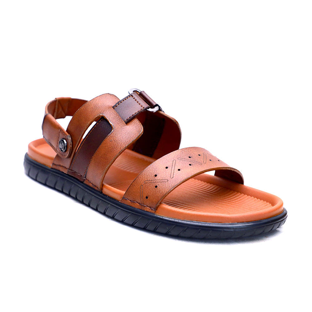 MENS TAN SUPER SOFT PAD STRETCHABLE BACK STRAP SANDAL (T-3)