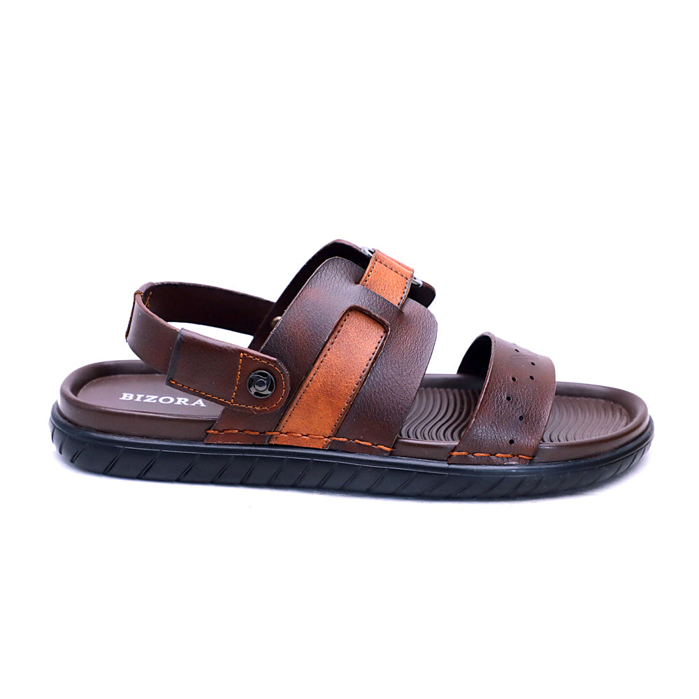 MENS BROWN SUPER SOFT PAD STRETCHABLE BACK STRAP SANDAL (T-3)