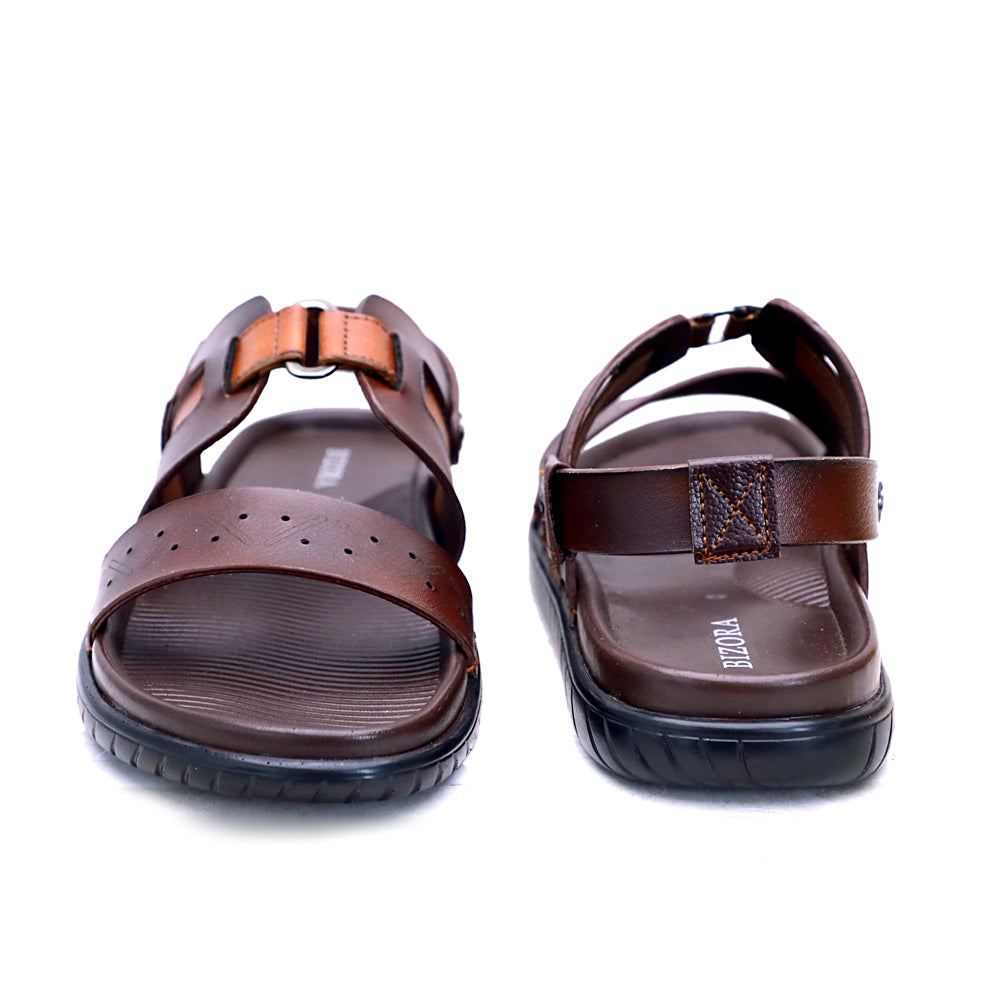 MENS BROWN SUPER SOFT PAD STRETCHABLE BACK STRAP SANDAL (T-3)