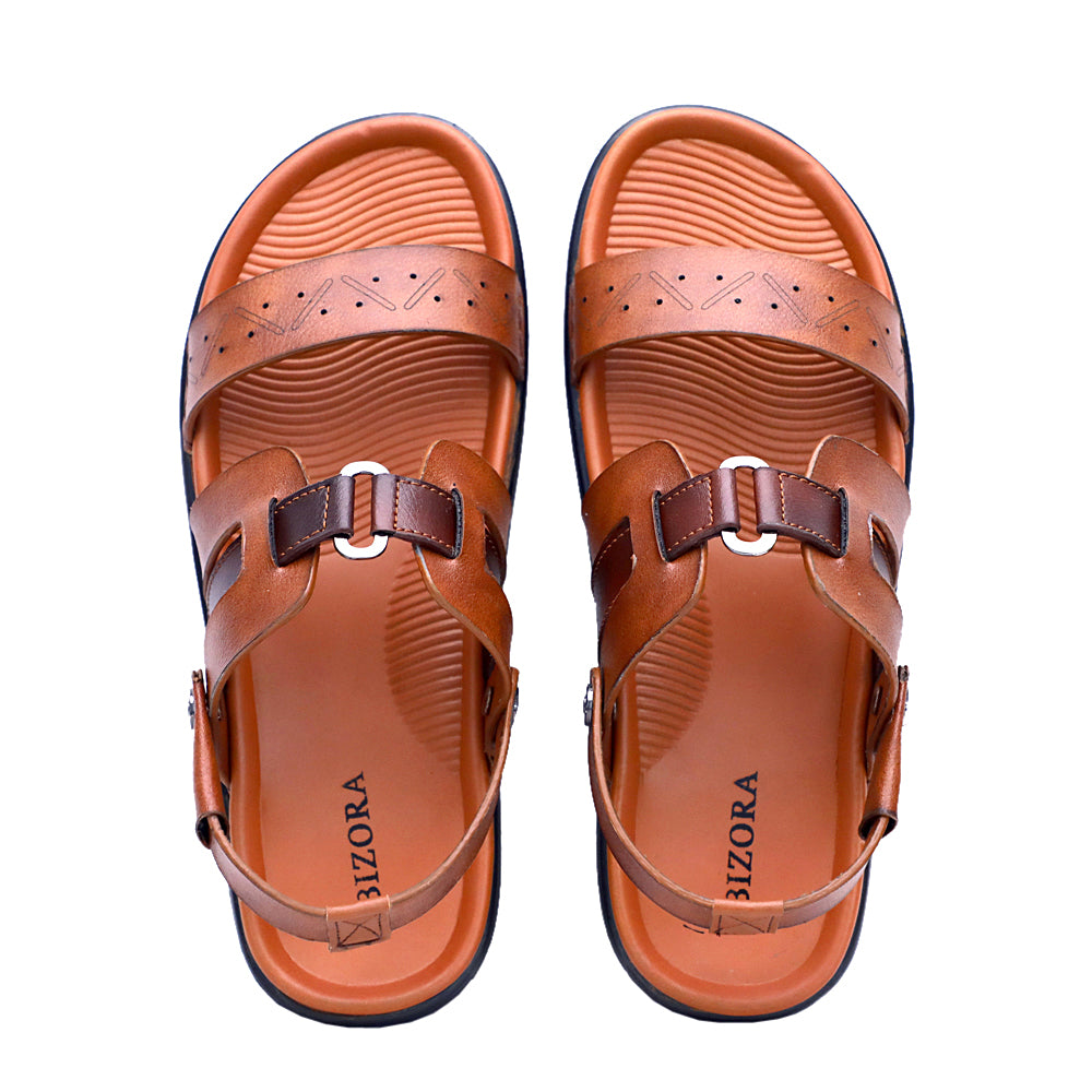 MENS TAN SUPER SOFT PAD STRETCHABLE BACK STRAP SANDAL (T-3)