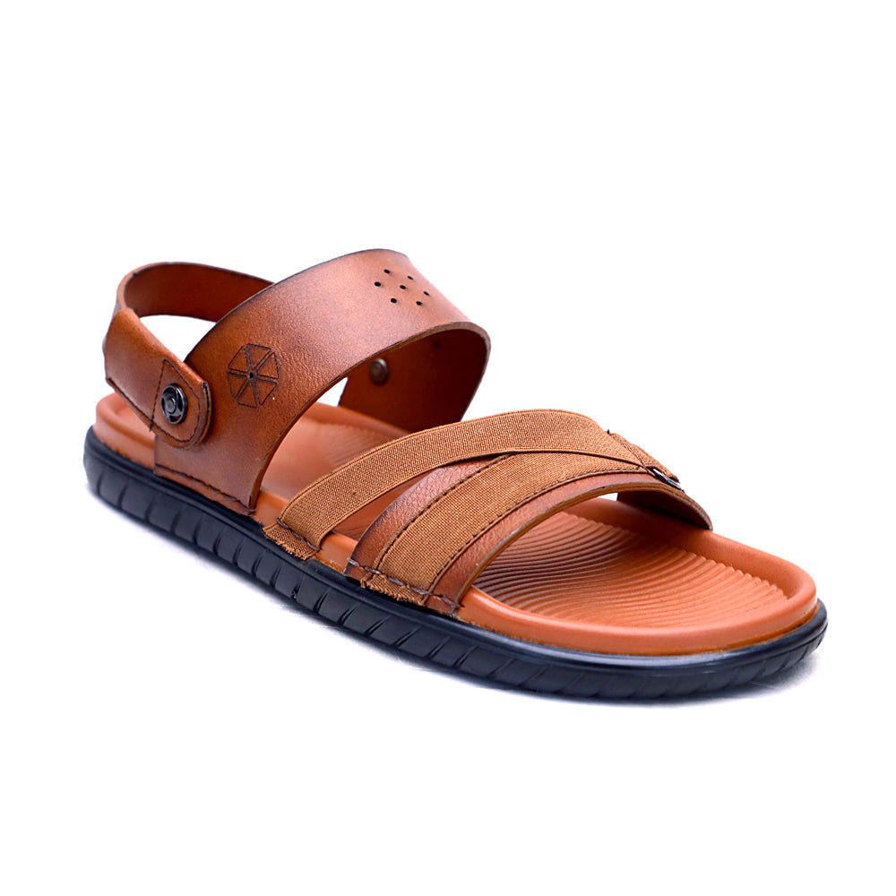 MENS TAN TRENDY SOFT PAD SANDAL (T-2)