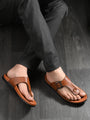 Men tan adjustable strap thong slipper