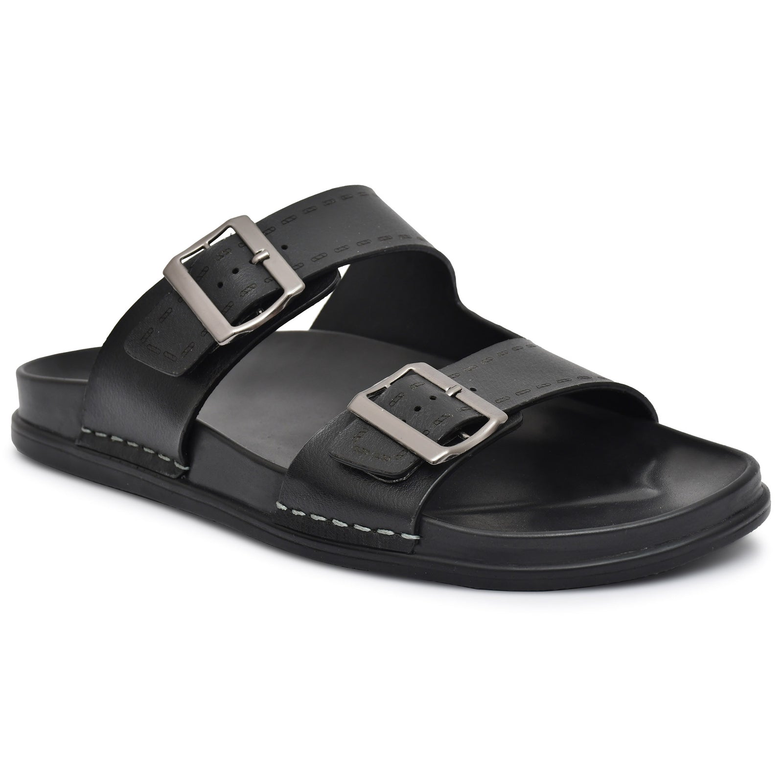 Mens Black Adjustable Strap Slipper (Z2)