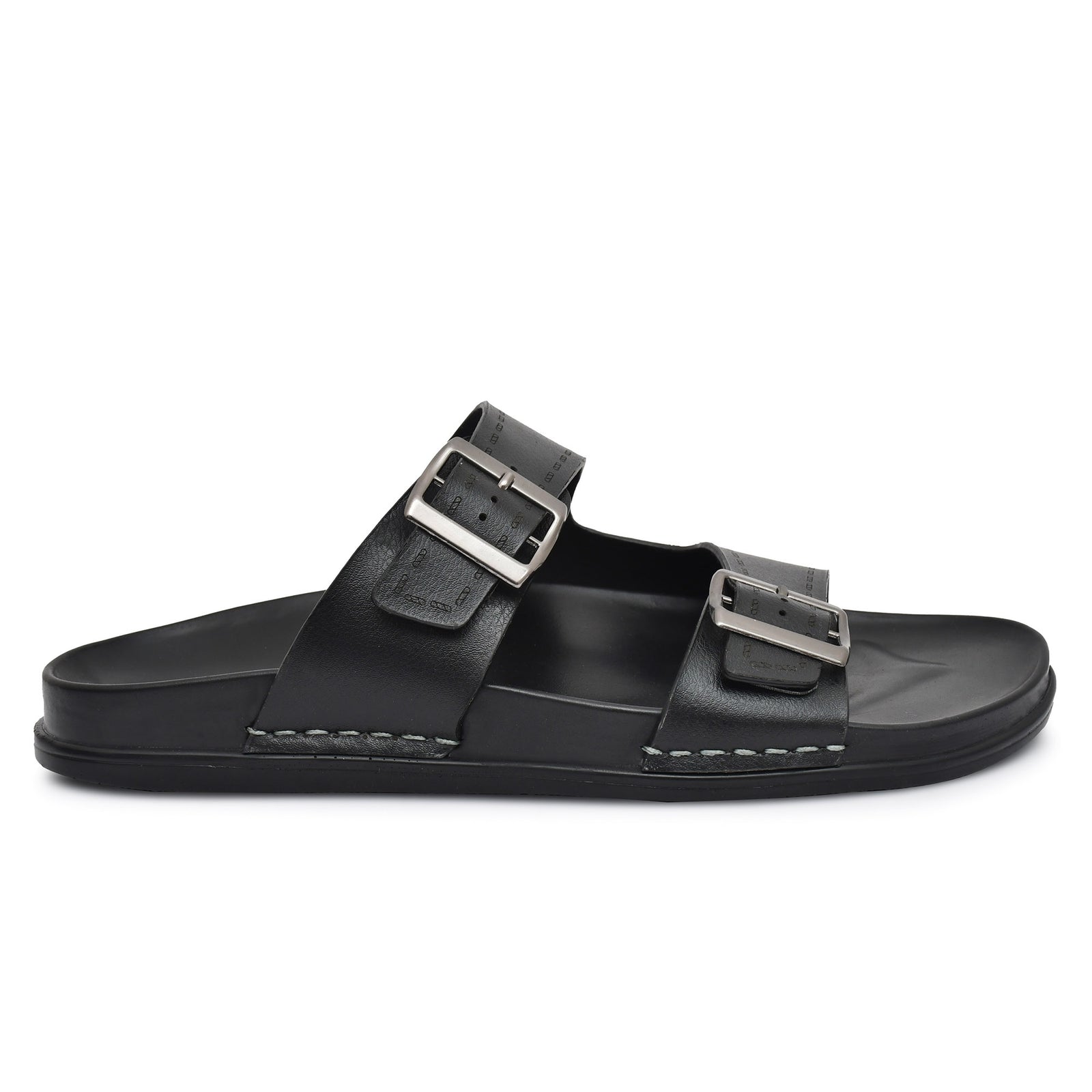 Mens Black Adjustable Strap Slipper (Z2)