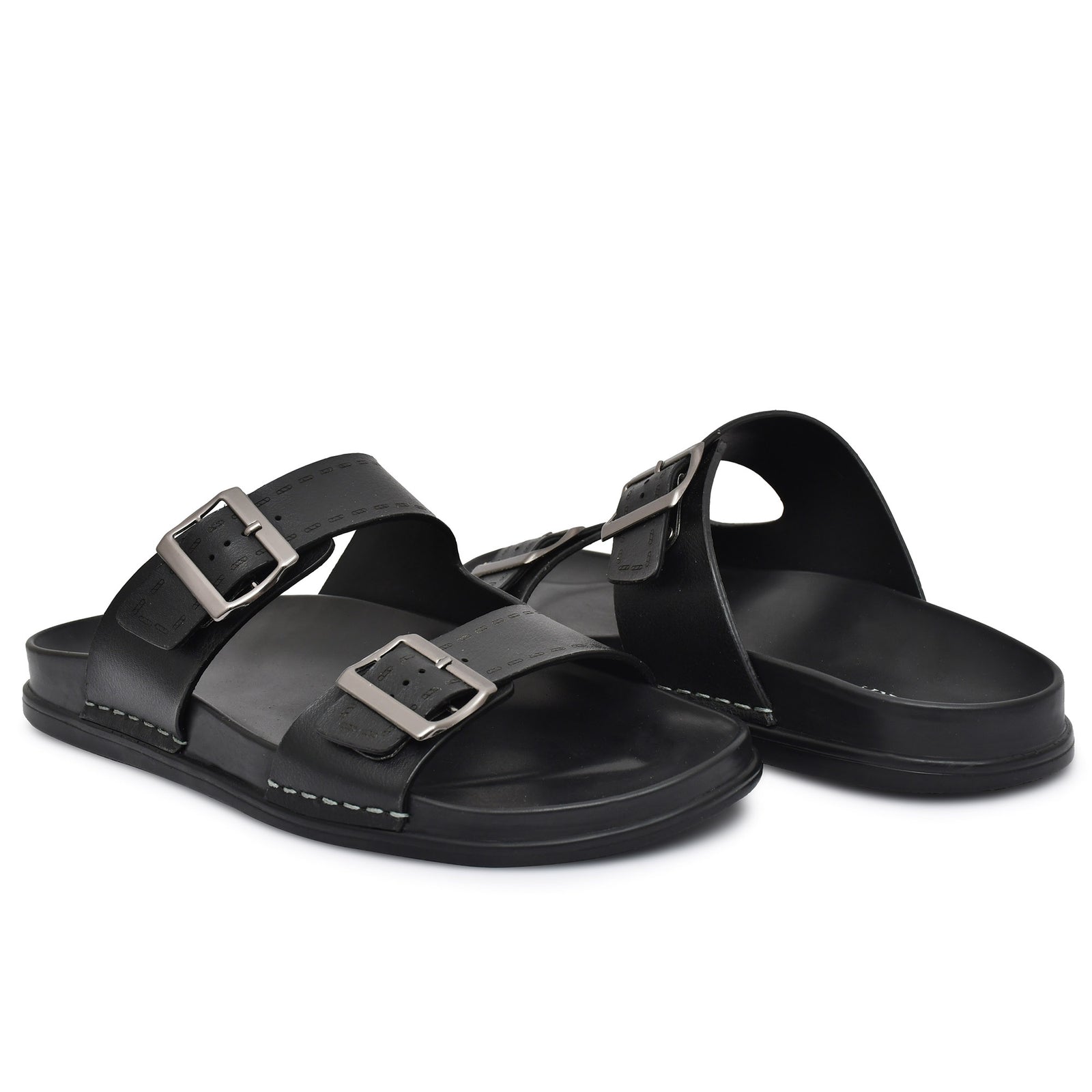 Mens Black Adjustable Strap Slipper (Z2)