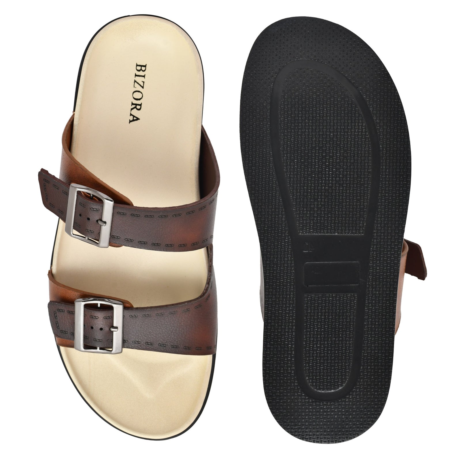 Men Off-Whitw adjustable strap Slippers (Z2)