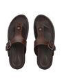 Men brown adjustable strap thong slipper