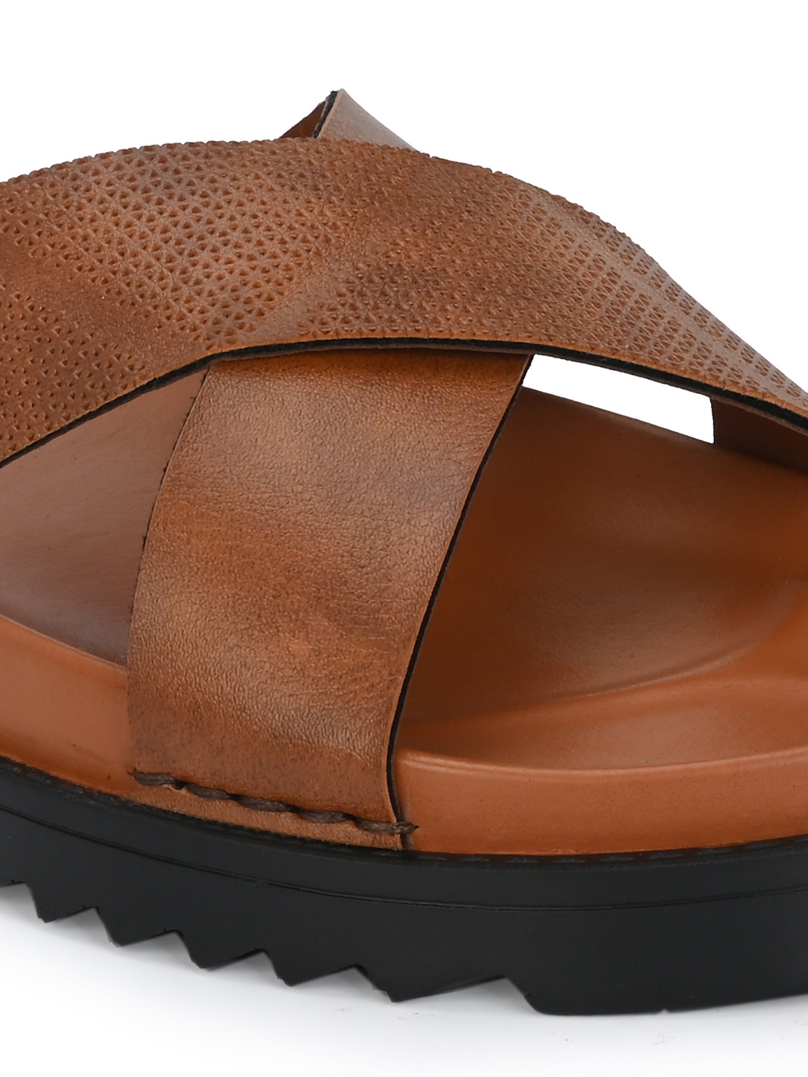 Men Tan Cross Slide Slipper-AR1