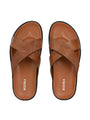 Men Tan Cross Slide Slipper-AR1