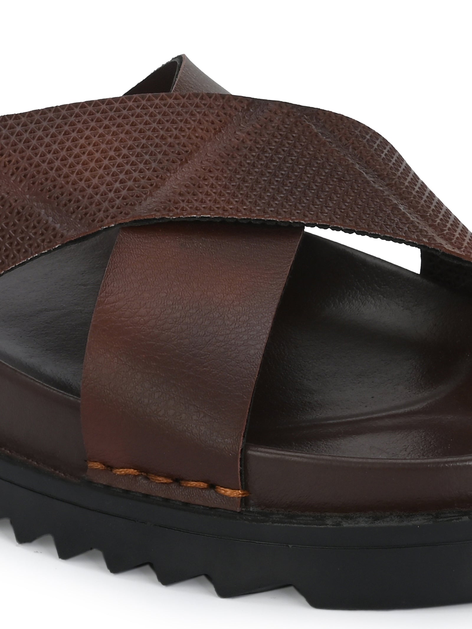 Men Brown Cross Slide Slipper-AR1