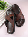 Men Brown Cross Slide Slipper-AR1