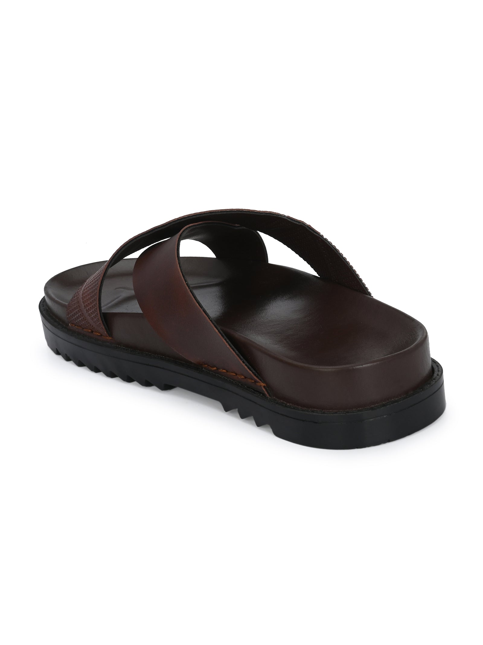 Men Brown Cross Slide Slipper-AR1