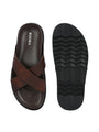 Men Brown Cross Slide Slipper-AR1