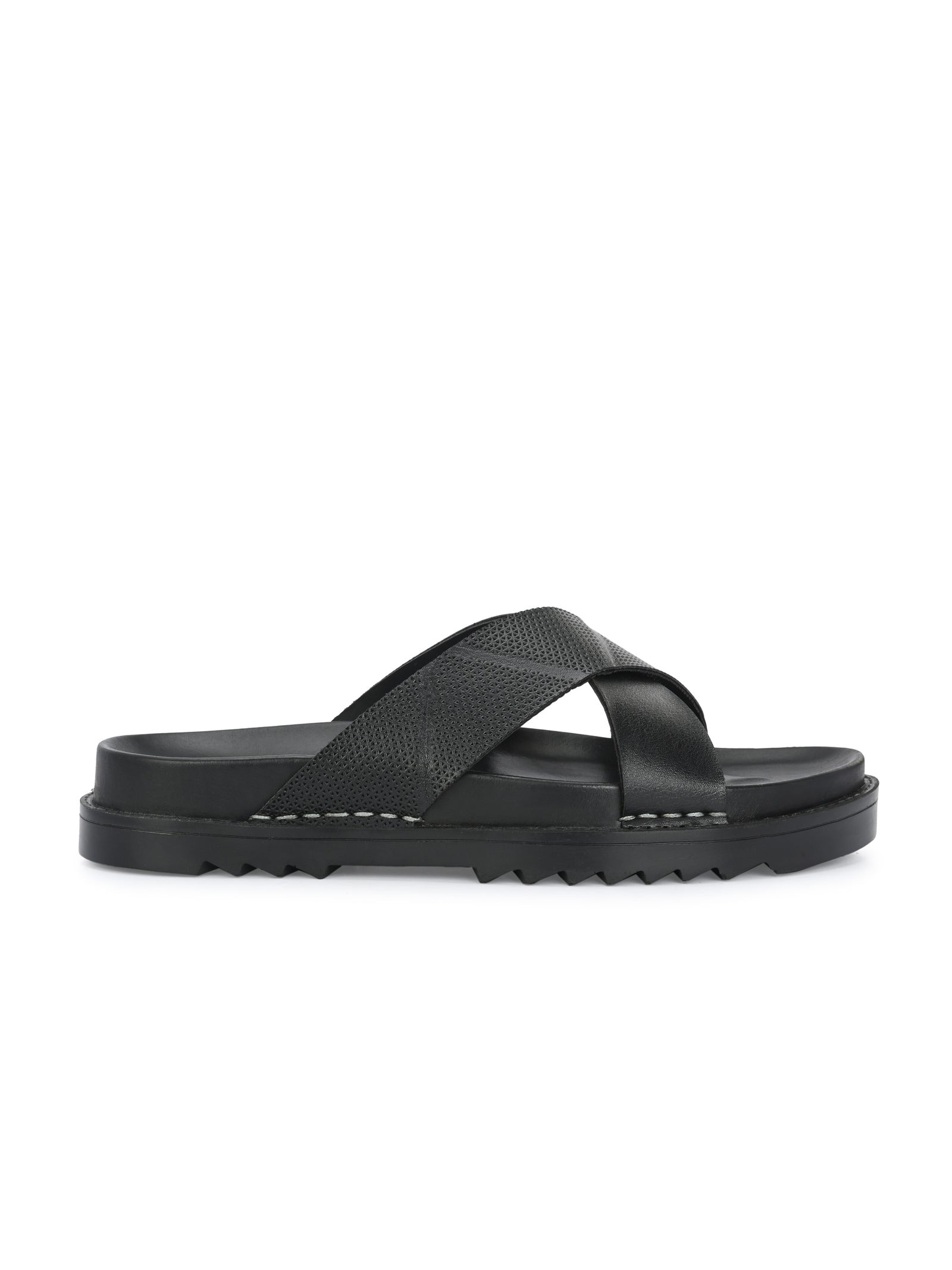 Men Black Cross Slide Slipper-AR1