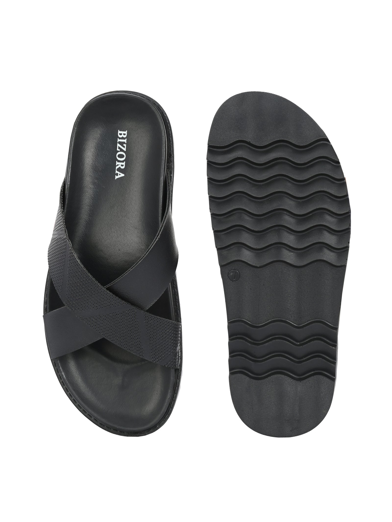 Men Black Cross Slide Slipper-AR1