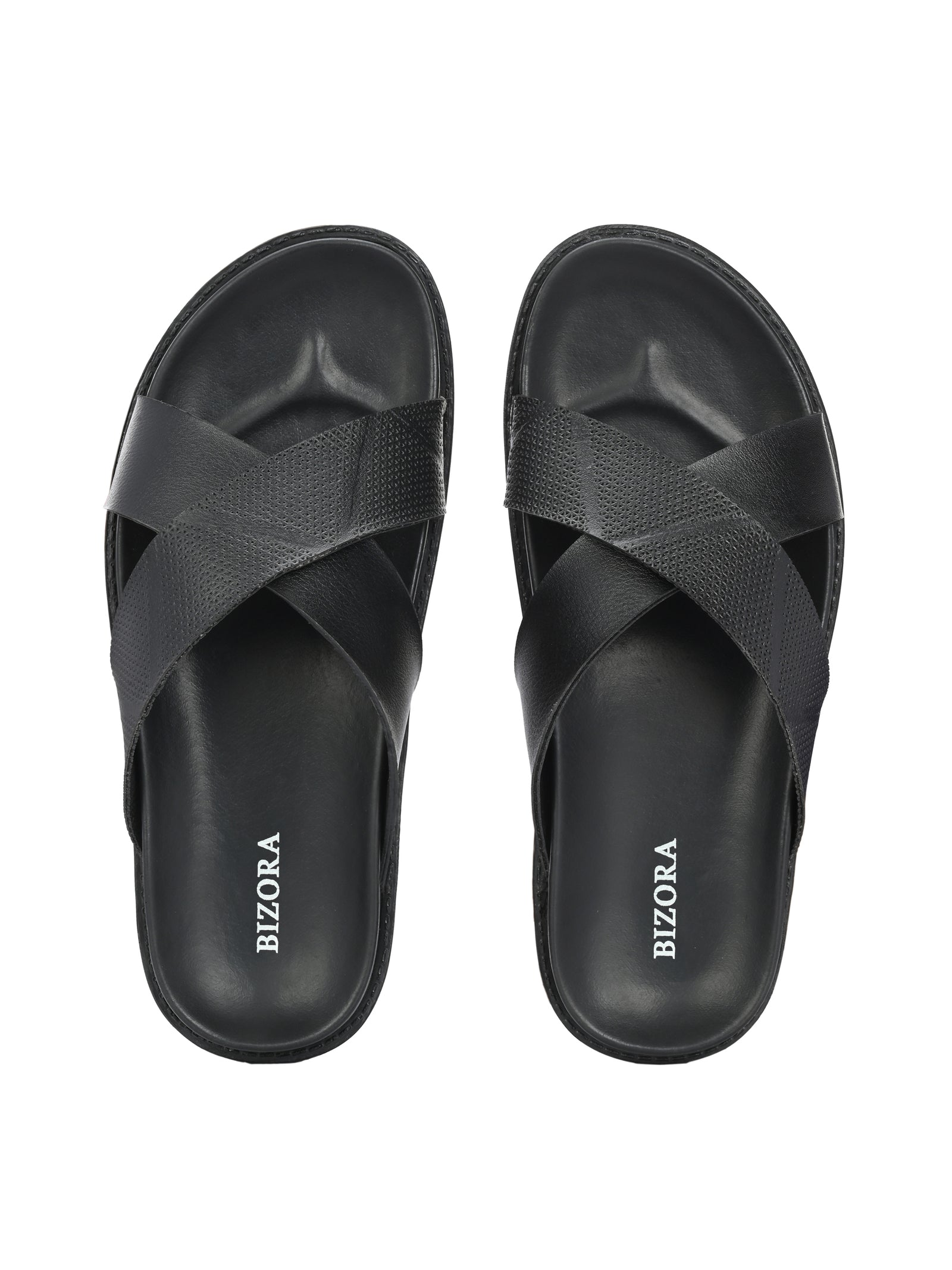 Men Black Cross Slide Slipper-AR1