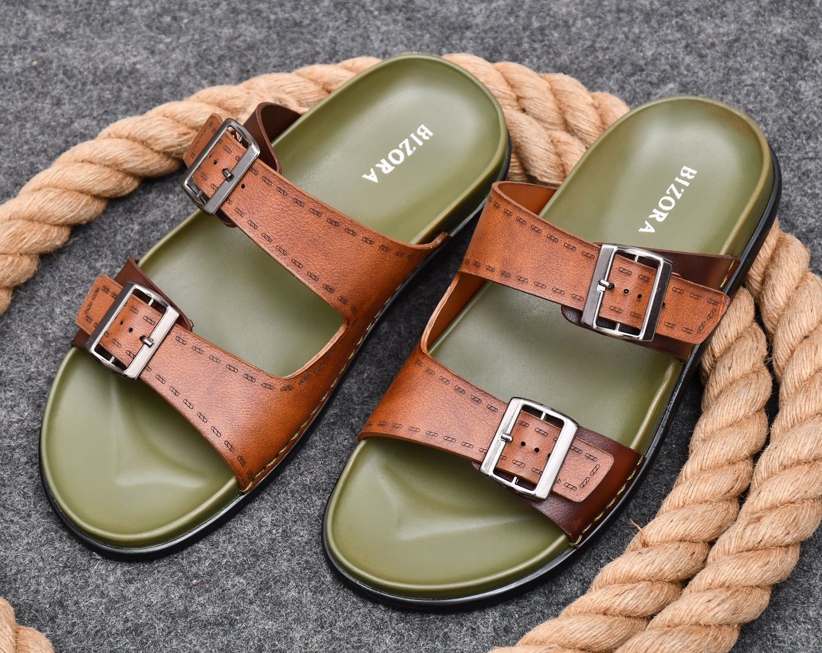 Mens Adjustable strap slippers